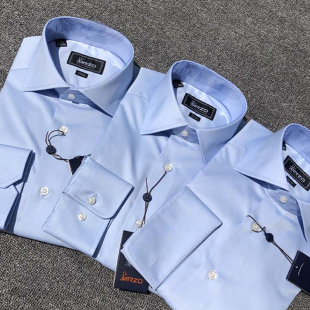 正装 MRZO全棉进口面料 商务修身 男衬衫 淡蓝纯色衬衣 商务长袖