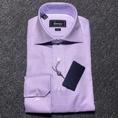 商务温莎领长袖 衬衫 秋季 MRZO全棉进口面料男士 紫色上衣正装 衬衣