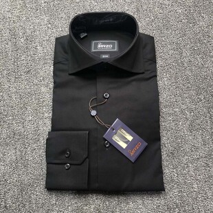 纯黑色易烫衬衫 MRZO全棉进口面料男士 衬衫 一字温莎领长袖 商务意式