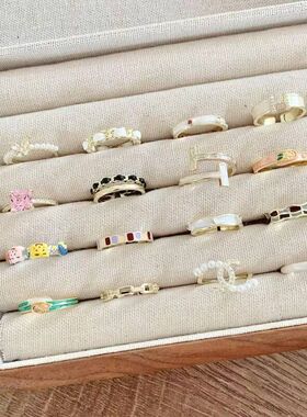 ins风珍珠锆石戒指女小众设计简约百搭高级感轻奢气质开口戒