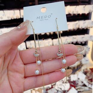 气质时尚锆石圆球天鹅耳线女小众设计感高级感精致名媛风耳环耳饰