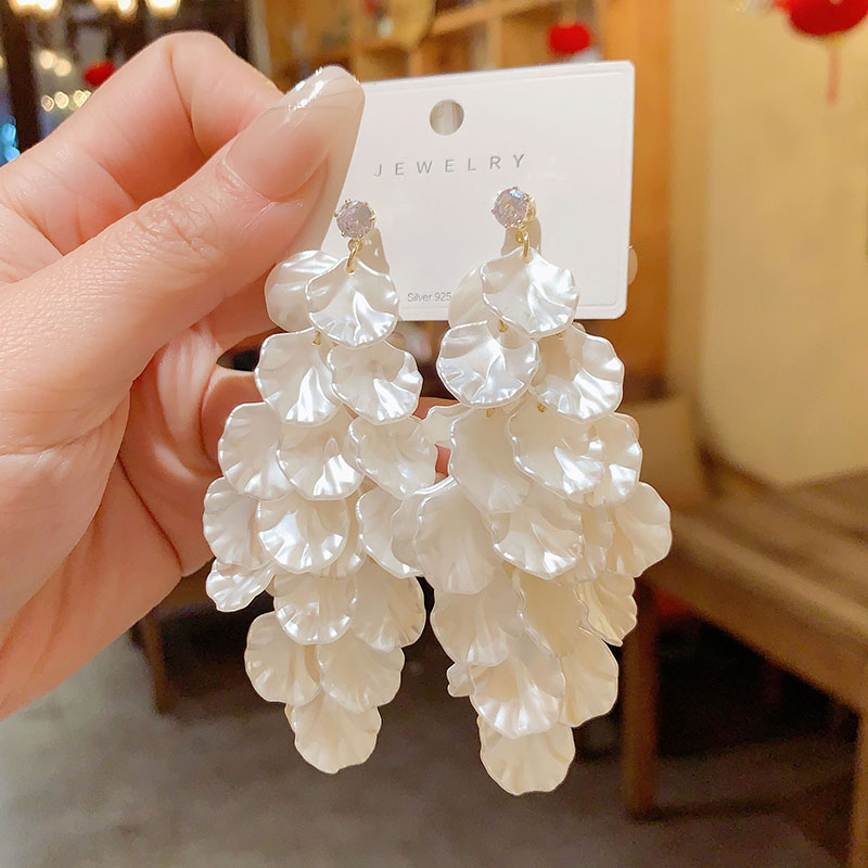 大气夸张长款花瓣流苏耳环高级感耳环