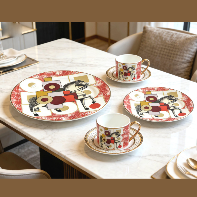 马家餐盘几何战马马术欧式下午茶平盘茶杯碟茶壶西餐盘早餐杯