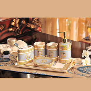 洗漱套装 卫浴六件套 五件套浴室陶瓷牙架漱口杯牙具刷牙杯欧式