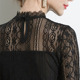 女内搭半高领镂空钩花蕾丝女上衣 打底衫 2025春秋新品 蕾丝网纱长袖