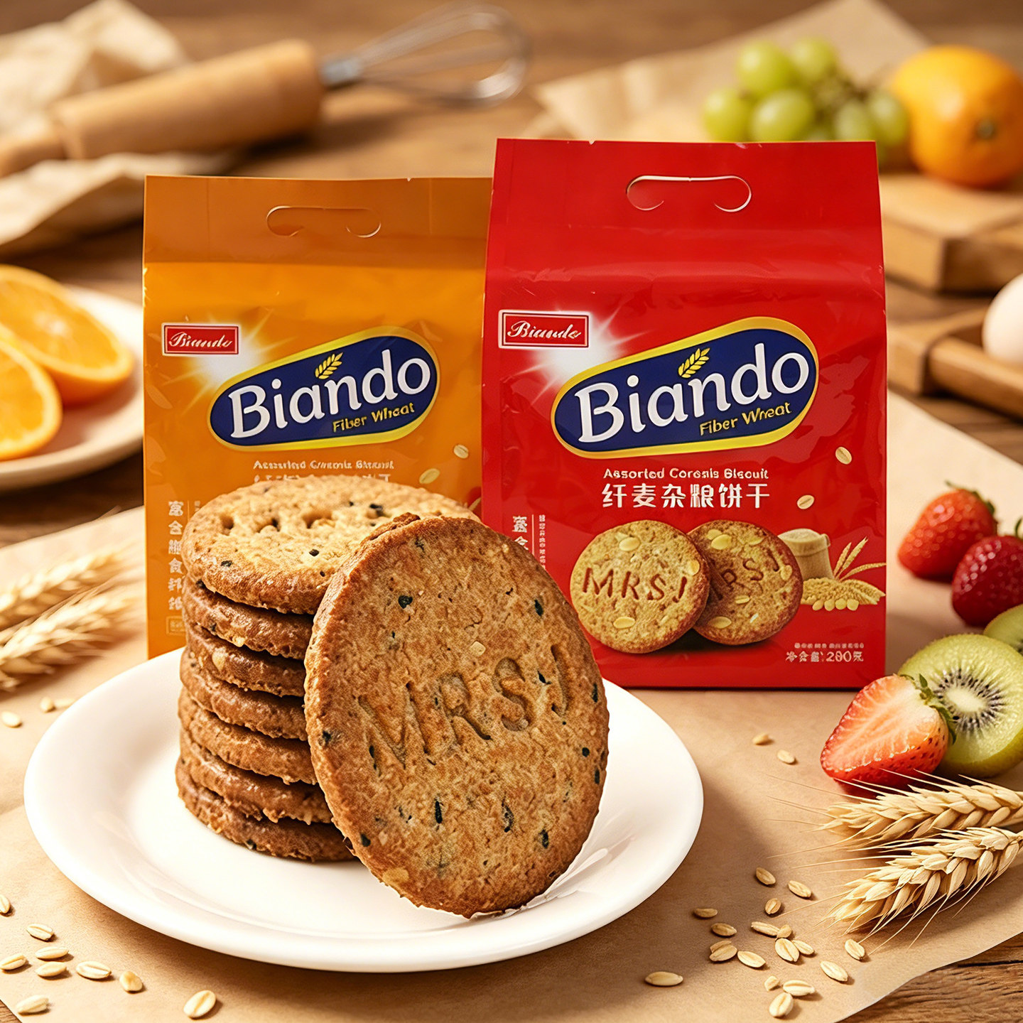 香港Biando纤麦杂粮饼干原味芝麻味全麦粗粮消化饼早餐代餐小零食