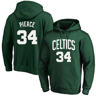 凯尔特人34号皮尔斯球衣训练服加厚保暖套头卫衣篮球运动帽衫