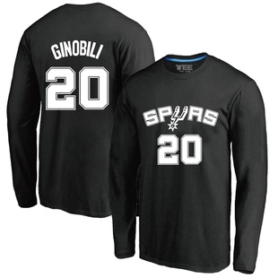 春秋马刺20号吉诺比利球衣训练服薄款纯棉圆领篮球运动长袖T恤