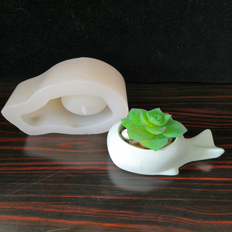 鲸鱼水泥花盆硅胶模具多肉盆栽硅DIY模具