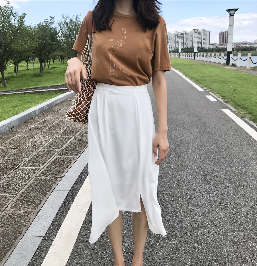 黑色不规则开叉半身裙女2026春季很仙的法国小众显瘦百搭中长裙子