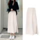 气质垂感半身裙女裙子休闲裙 杏色开叉直筒裙中长款 2026春韩版 新款