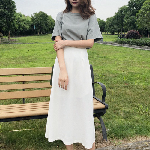 亚麻春季新款宽松高腰显瘦a字裙