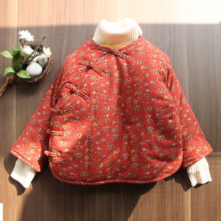 加厚女宝唐装 中国风女童碎花棉袄拜年服传统中式 舒适圆领棉衣冬款