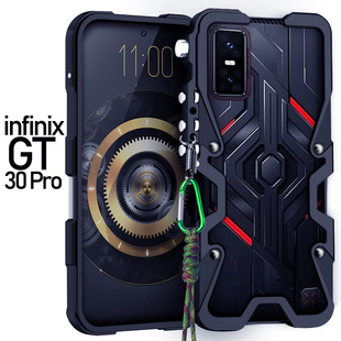 适用于infinix传音GT30Pro金属边框式手机壳防摔铝合金保护套透气散热机械臂个性挂绳手绳硬外壳高级加厚新款