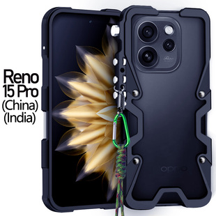 适用于OPPOReno15Pro新款金属边框式手机壳Reno15F防摔铝合金保护套机械臂挂绳镂空散热硬外壳简约包边中框厚