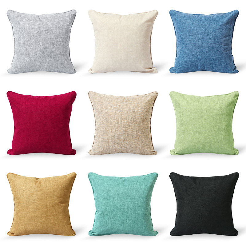 纯色亚麻布艺抱枕 欧式飘窗沙发靠垫汽车办公室靠垫枕头含芯包邮