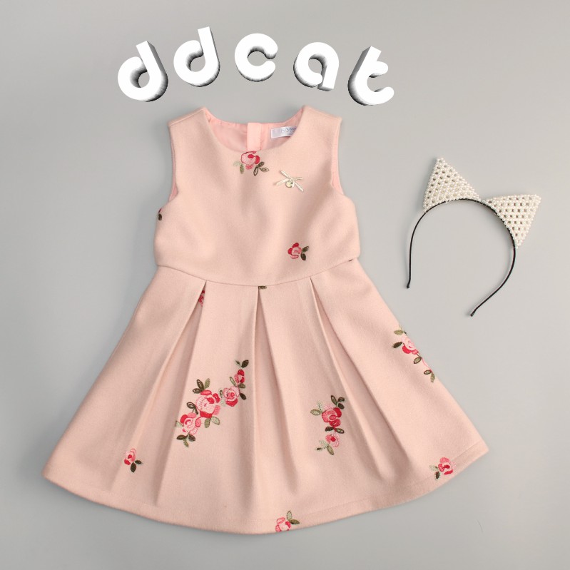 品牌童装秒杀价女童秋冬呢料背心裙不加绒新年裙公主裙呢料连衣裙