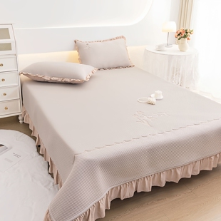 2025新款夏季冰丝凉席床裙三件套凉感床盖床罩单带裙边可折叠水洗