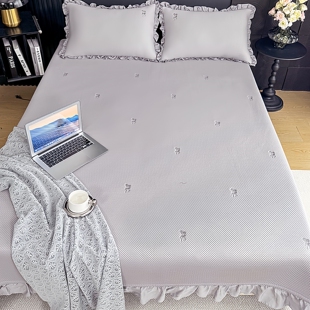 新款夏季冰丝凉席软席床裙三件套凉感床盖床罩单带裙边可折叠水洗