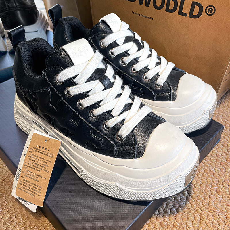 王鹤棣同款重奏系列帆布鞋男款女2025新款情侣梅花板鞋厚底小脏鞋