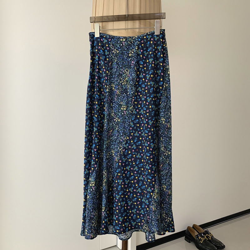 重磅推荐!艺术感 双拼色小鱼尾桑蚕丝真丝花卉碎花半身裙女2026夏