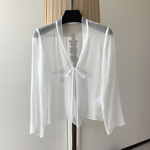 轻奢桑蚕丝开衫上衣夏季新款真丝薄透防晒衫空调房披肩外搭女2026