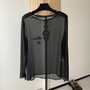 性感女神微透百搭上衣T恤 轻薄不规则长袖 气质休闲乔其纱罩衫 夏季