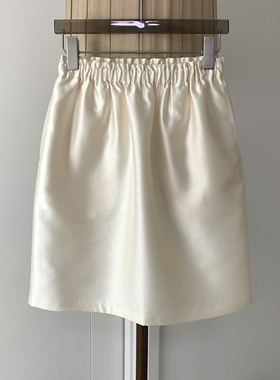 百搭及简高及 重磅真丝羊毛气质松紧腰显瘦A字短半身裙女2026春