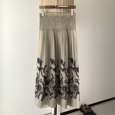 复古重工烧花双面穿A字半身裙