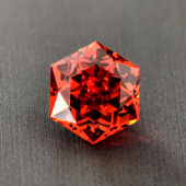 六棱星切帕德玛石榴石裸石橘红色培育宝石高精切戒指项链中国风女