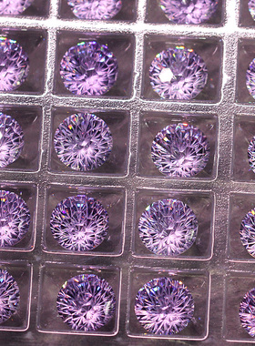 圆形烟花切玫瑰花切割淡紫钻高碳钻熏衣紫色冷淡风戒指面项链裸石