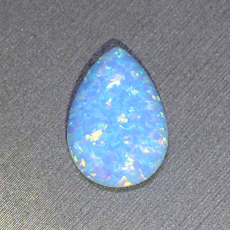 水滴形浅蓝色欧泊裸石蛋白石合成澳宝平底素面光面戒面吊坠未镶嵌