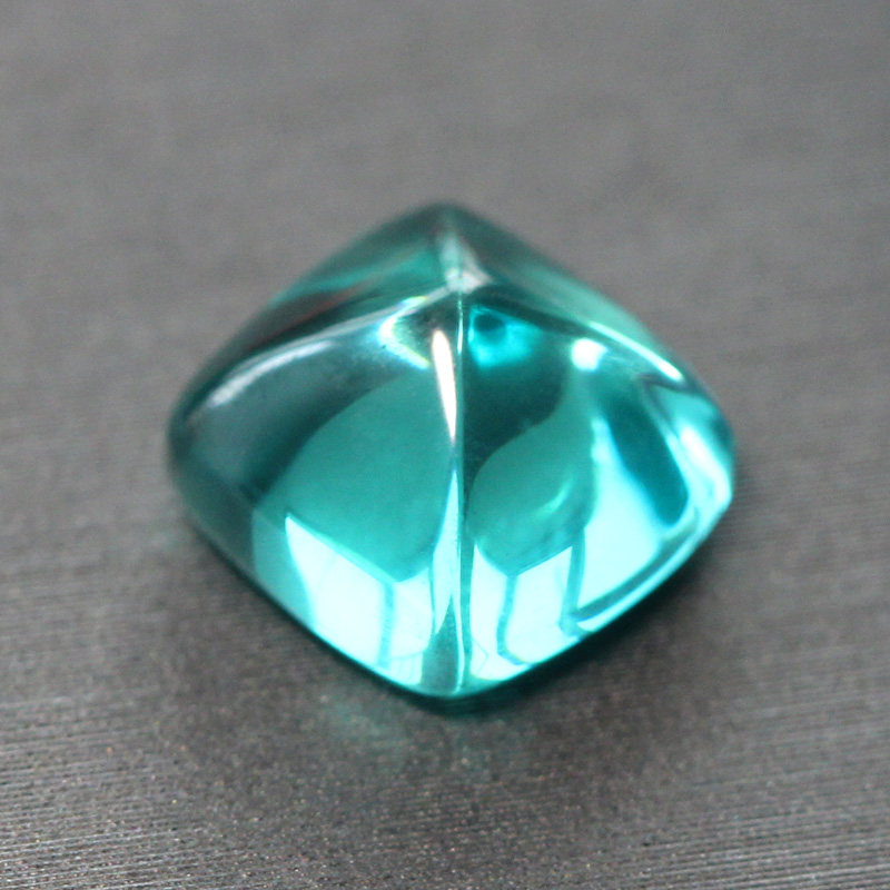 糖塔切割正方形金字塔形帕拉伊巴裸石戒面蓝绿色碧玺宝石彩宝平底