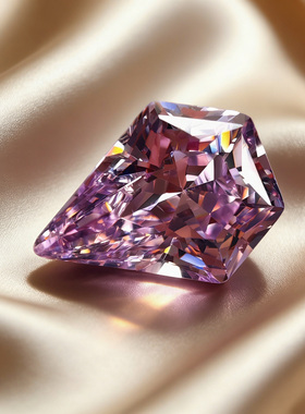 紫色高碳钻裸石3D立体钻石切割