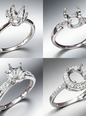 2克拉莫桑钻戒托925纯银戒指空托