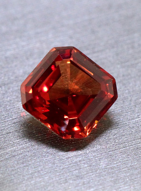 正方形阿斯切橘红色橙色彩色蓝宝石裸石彩宝戒面戒指吊坠未镶嵌女