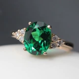 Турмалиновое кольцо изумруд, инкрустация камня, в корейском стиле, с драгоценным камнем, серебро 925 пробы