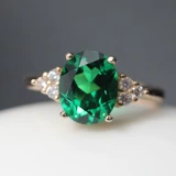 Турмалиновое кольцо изумруд, инкрустация камня, в корейском стиле, с драгоценным камнем, серебро 925 пробы