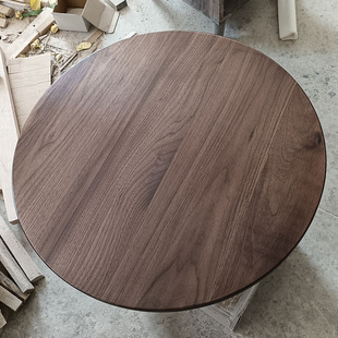 北美黑胡桃木纯实木圆形桌面转盘台面定制现代书桌小户型餐桌面板