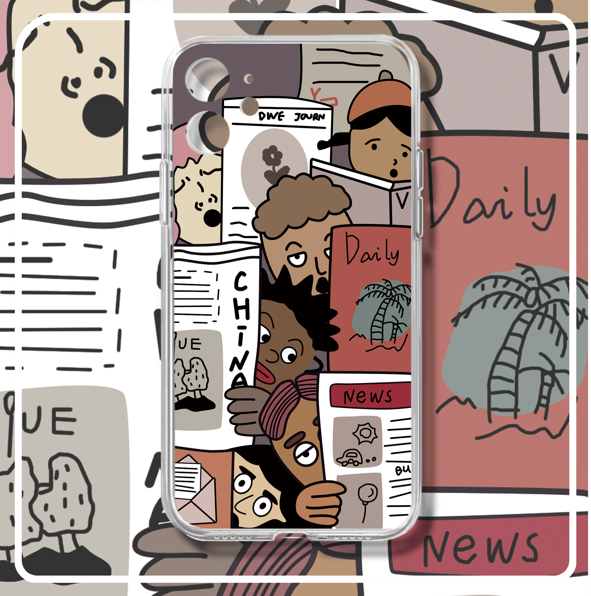 搞怪吃瓜群众个性透明手机壳