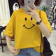 新款 学生宽松短袖 情侣装 夏季 韩版 大码 t恤女百搭笑脸中袖 bf班服潮