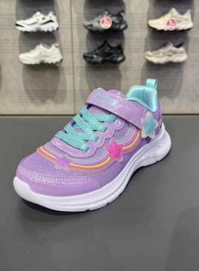 Skechers斯凯奇闪灯鞋女童星星彩虹珠光甜美舒适运动鞋303724L
