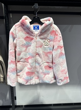 Skechers斯凯奇马年新款柔软舒适保暖毛绒绒渐变连帽外套L126G015