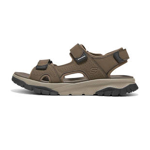 Skechers斯凯奇男士夏季沙滩鞋百搭一脚蹬透气魔术贴凉鞋205724