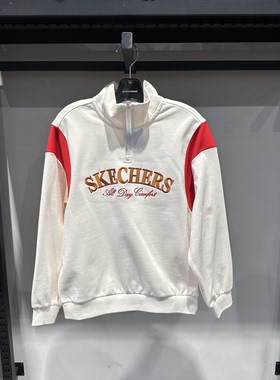 Skechers斯凯奇男女童秋冬舒适百搭针织半开胸套头卫衣L126K057