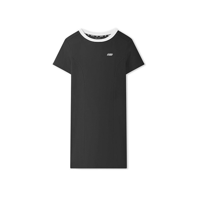 Skechers斯凯奇女士夏季简约logo纯色舒适休闲针织连衣裙L225W154