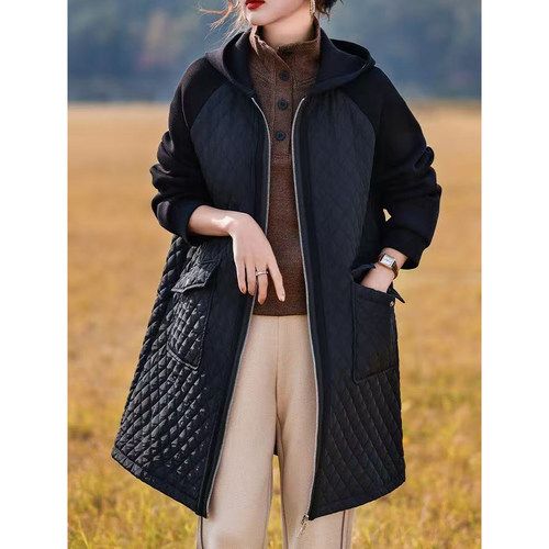 连帽大码棉衣中长款轻薄休闲