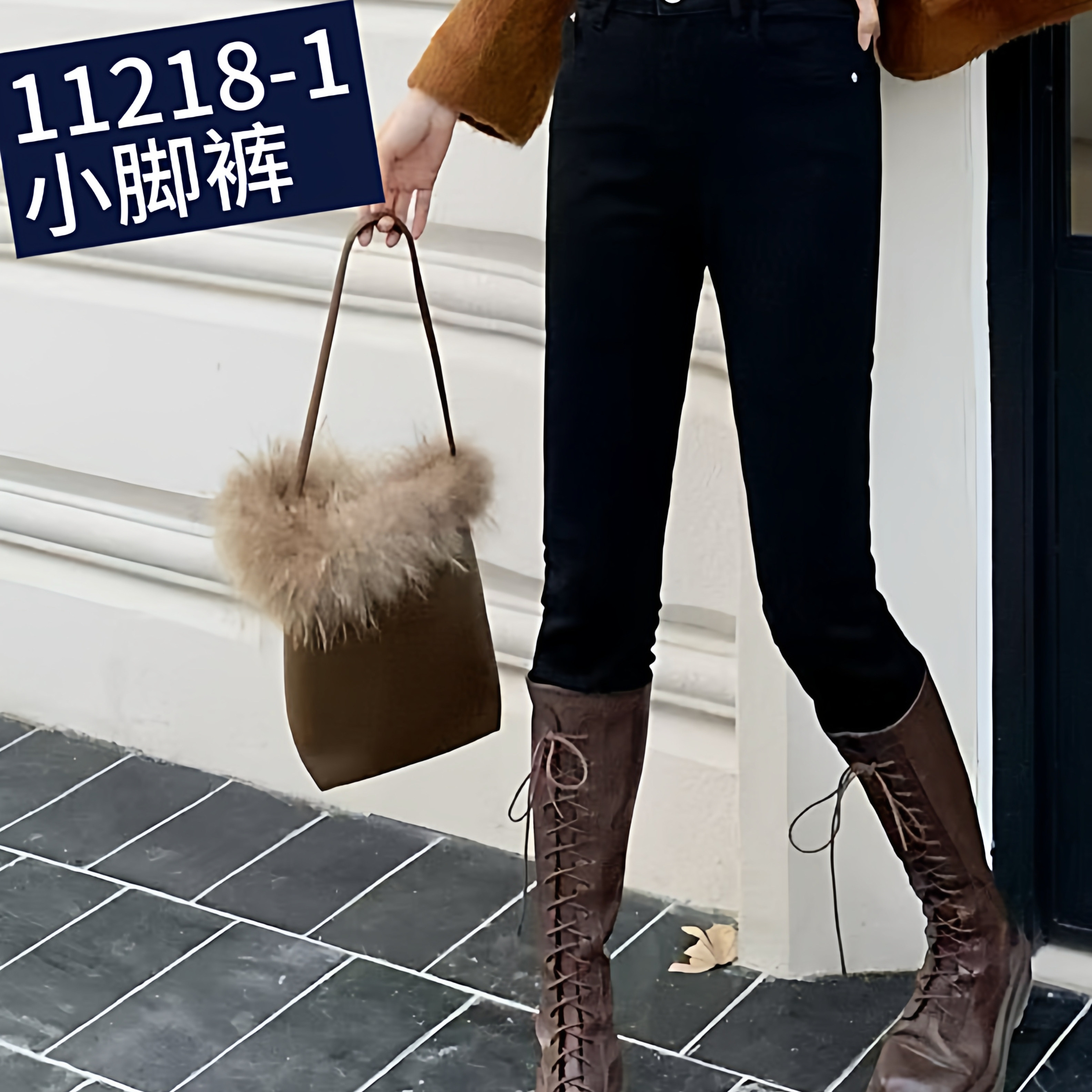 2025秋冬新款中高腰修身弹力显瘦薄款九分紧身牛仔裤女小脚裤