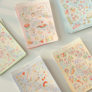 花布 花夭studio 针绣 冰淇淋 兔子仓鼠原创手绘贴纸vol.3 郁金香