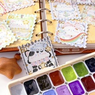 《猫的自画像》烫金邮票贴纸｜花夭studio  立体烫金模切贴纸